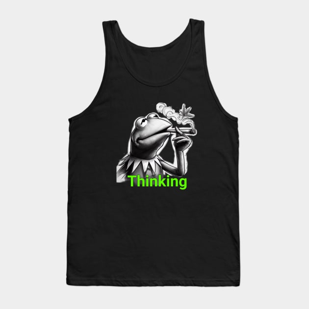 Thinking Kermit the Frog smoking weed dope Tank Top by DarkWave